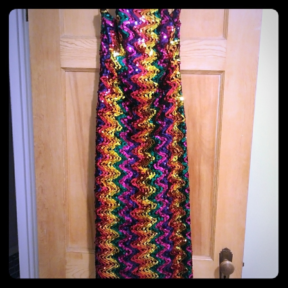 Sz 8 sequence rainbow dress